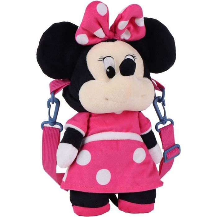 Sac peluche Minnie Mouse Disney – sac à bandoulière enfant visage 3D peluche ultra douce