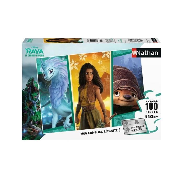 RAYA & LE DERNIER DRAGON Puzzle 100 pièces - Raya l'aventurière - Nathan - Puzzle Enfant + Trieur - Dès 6 ans