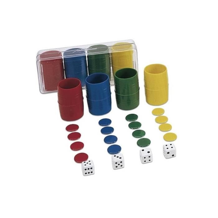 Accessoires pour jeu de ludo - Dés - Pions - Gobelets