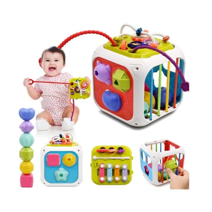 Jouet Bebe 1 2 An 7 in 1 Sensoriel Jouets pour Bebe 6 9 12 18 Mois Naissance Fille  Cadeau Educatif Cube dactivité Jeux 1 2 Ans