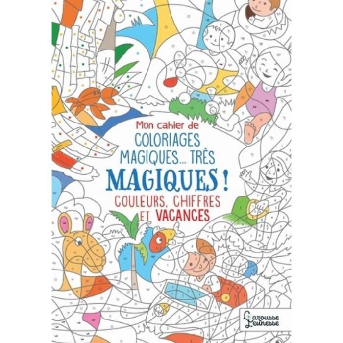 Cahier de coloriage - Magique - 32 dessins - Codes couleurs - Thème vacances - Pour enfants