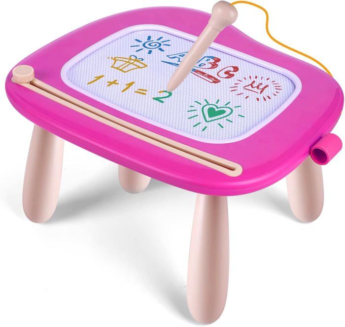 Jouet Bebe 1 An FillesArdoise Magique Grande Avec PiedsTableau De Dessin Magnétique EffaçableCadeau DAnniversaire De Noël(Rose)