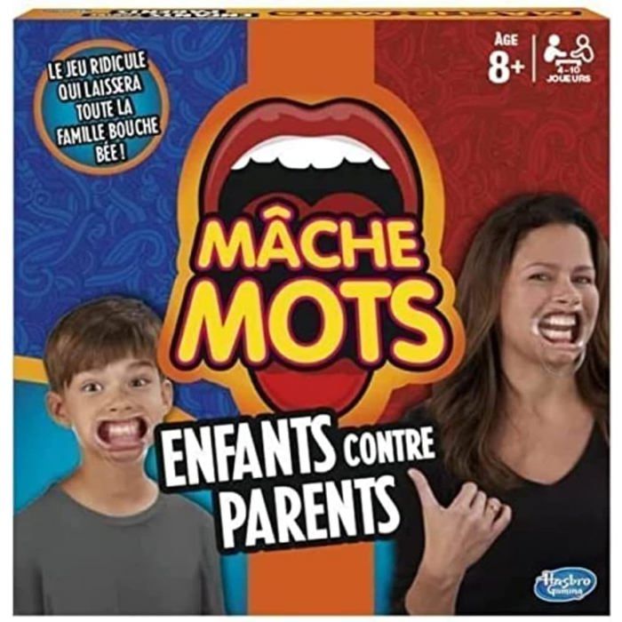 Jeu de société familial - ZUUKO - Mâche-Mots Enfants Contre Parents - Dès 8 ans - 4 à 10 joueurs - 30 minutes