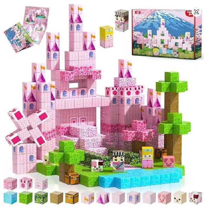 Blocs de construction magnétique style Minecraft pour château de princesse style Minecraft 100 pièces - TEKPLAY©  - Jouet enfant