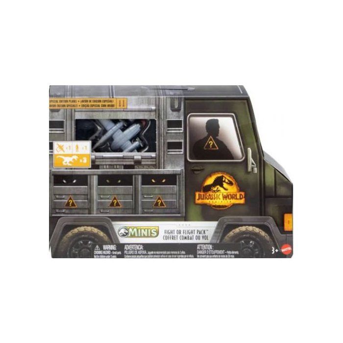 Coffret Combat Ultime : 3 Dinosaures et 1 Figure et 1 avion - Jurassic World - Set Animaux Préhistorique et 1 Carte Offerte