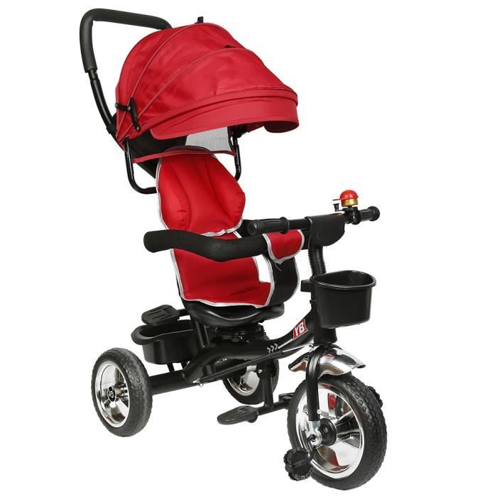 Tricycle évolutif 4 en 1 pour bébé ou enfant de 1 à 5 ans - Rouge