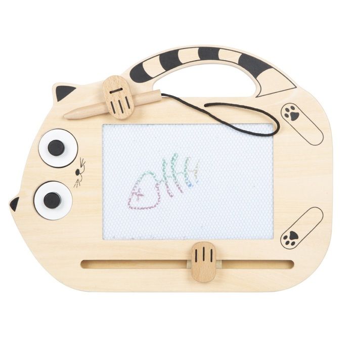Ardoise magique - SMALL FOOT COMPANY - Tableau magique magnétique Chat - Bois - 2 ans - Portable