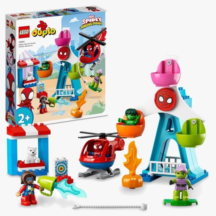 LEGO® 10963 DUPLO Marvel Spider-Man et ses Amis : Aventures à la Fête Foraine dès 2 ans avec Hélicoptère et Figurine Hulk