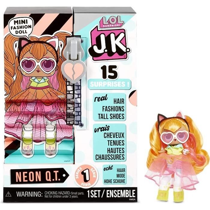 LOL Surprise Mini Poupées Mannequin JK - Neon Q.T. - 15 Surprises Vêtements et Accessoires