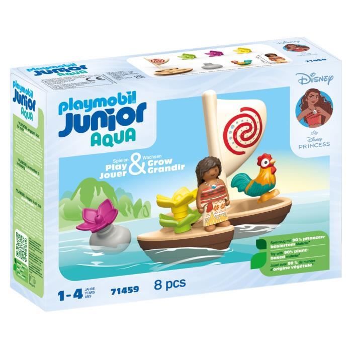 PLAYMOBIL Junior 71459 Vaiana et bateau à voile Flotte dans leau Jouet pour le bain Disney Dès 12 mois