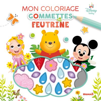 Disney Baby - Mon coloriage gommettes en feutrine (Raiponce, Winnie, Mickey) - Hemma