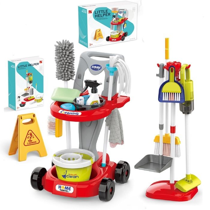 Chariot Menage Enfant Aspirateur Enfant Jouet 29PCS Trousse de Nettoyage pour Enfants à partir de 3 Ans Jouets De Nettoyage