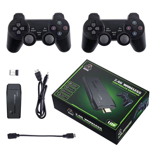 2.4G Console de Jeu Mini TV Wafenso Familiale Classique, Sans Fil 64Go-(23.5*17.4*6.7CM)-Noir