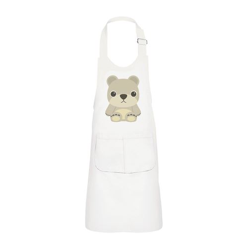 Fabulous Tablier Cuisine Enfant 2 Poches Blanc Ourson En Peluche Dessin Mignon - Haut de gamme