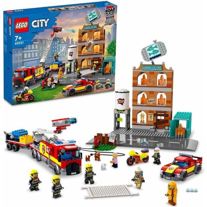LEGO® 60321 City Fire La Brigade Pompiers Set de Construction avec Flammes, Minifigures, Jouet Camion pour Enfants dès 7 ans