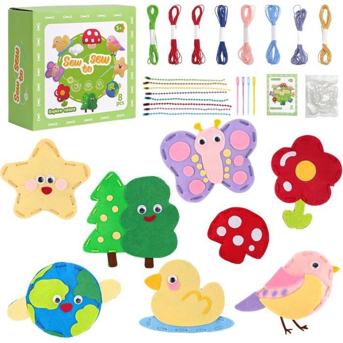 Kit De Couture Enfant En Feutrine Set Créatif DIY Activité Couture Enfant 6 Ans Et Plus Matériel Complet (Explore Nature)