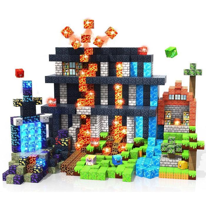 Blocs de Construction Magnétiques100 Pièces Ensemble de Blocs Cubes Magnétiques pour Construire de 3 à 10 AnsJouet Sensoriel