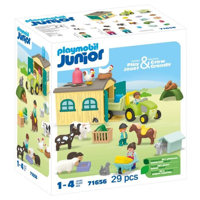 PLAYMOBIL Junior 71656 Ferme tracteur et animaux personnages Pour bébé et enfant Dès 18 mois