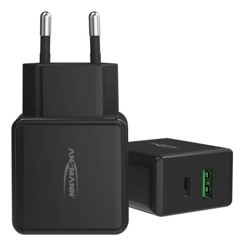 Adaptateur secteur universel avec 2 ports USB Ansmann HC218PD 20 W Noir