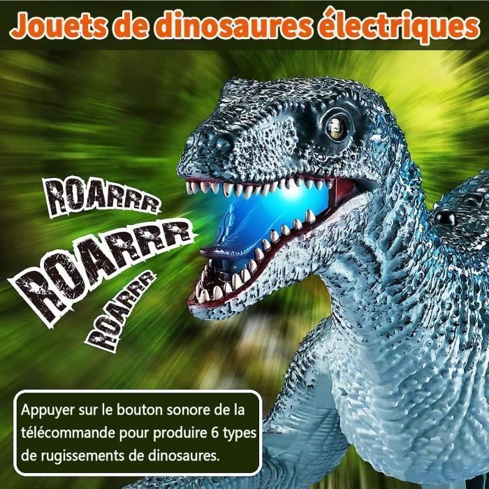 Dinosaure Telecommandé pour Enfant Jouet Électrique avec Lumière Et Son LED Dinosaure Marchant Et Rugissant Tyrannosaurus Rex