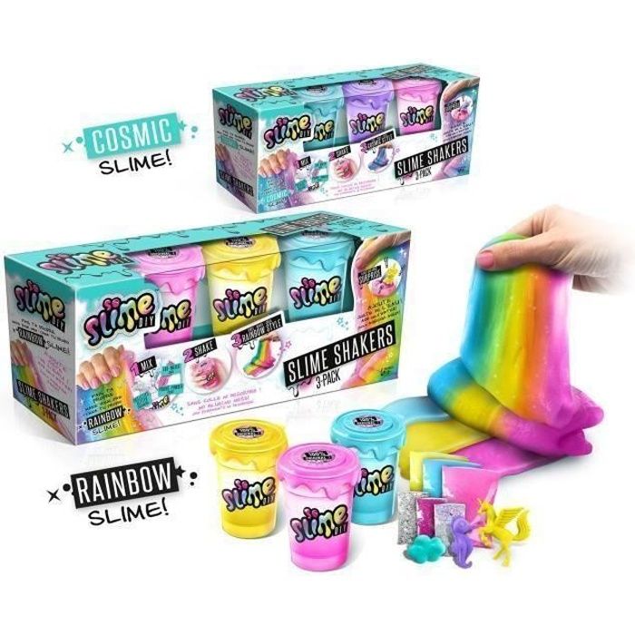 Lot de 3 Slime Shakers  Modèle aléatoire Cosmic ou Rainbow - Crée tes propres slimes ! Canal Toys
