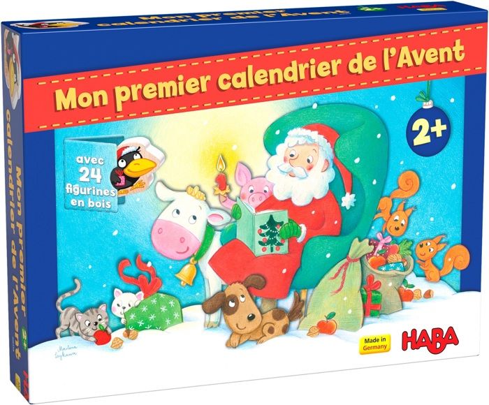HABA - Mon Premier Calendrier de l’Avent - 24 Pièces en Bois 24 Chapitres à lire et Décor en 3D - Calendrier Noël pour Enfants