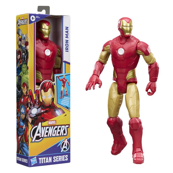 Figurine Iron Man 30 cm Titan Series 11 points darticulation jouets de super-héros pour enfants Marvel Avengers dès 4 ans