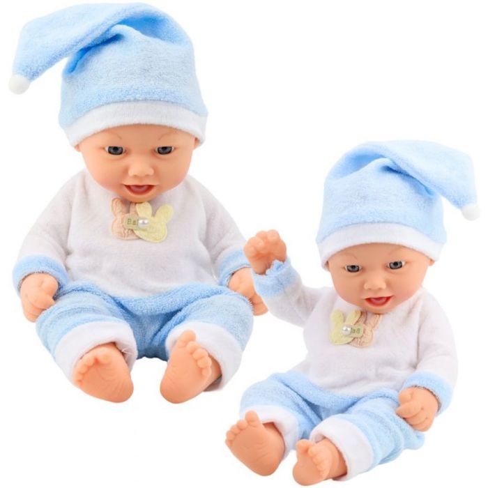 Poupée bébé - LEANTOYS - Poupon Leantoys - Pyjama bleu - Bonnet et pompon - À partir de 3 ans