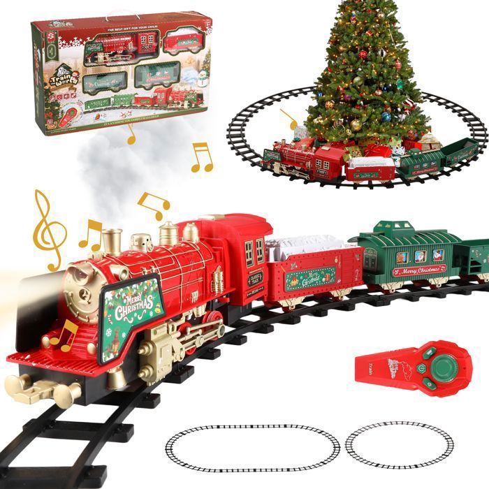 Train Jouet pour Enfants Noël Télécommande Train à Vapeur Électriques Jouets avec Lumières Fumé et Son Cadeaux de Noël