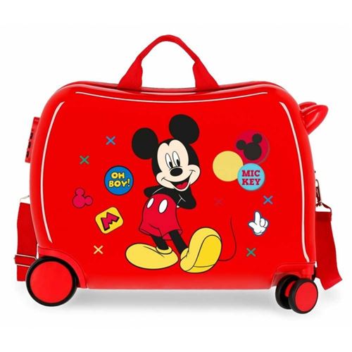 Disney - Valise trotteur Mickey "Enjoy the day" - 50 x 38 x 20 cm - Rouge