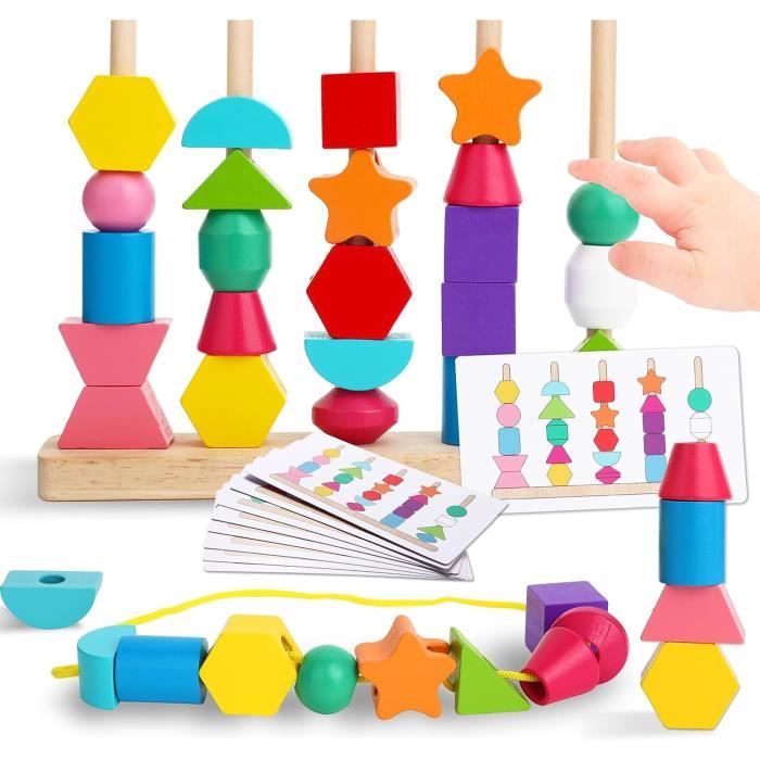Jouet en bois - Montessori - 2-5 ans - Éducatif - Motricité fine - 12 couleurs