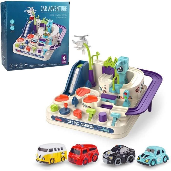 Piste de Voiture Jouet Enfant 3 Ans Circuit Voiture Enfant avec Hélicoptère Bus Voiture pour Enfant 3 4 5 6 Ans