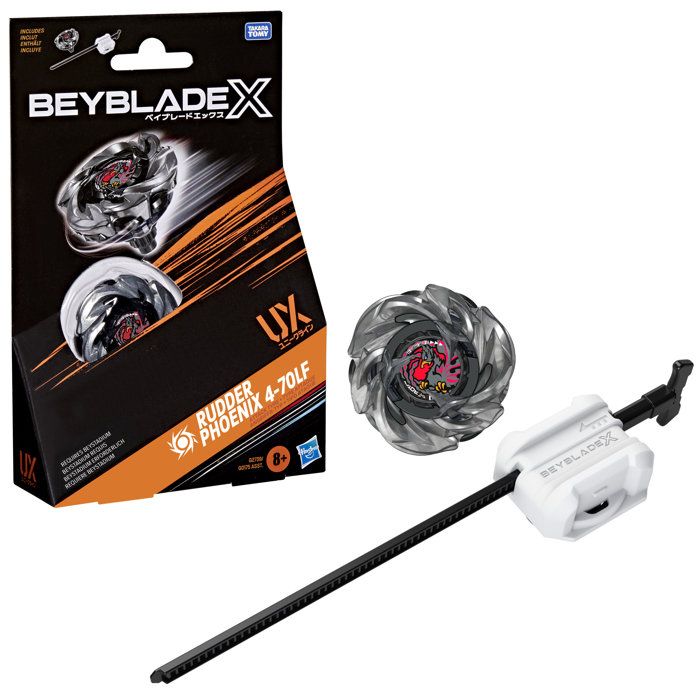 Beyblade X Starter Pack Rudder Phoenix 4-70LF UX toupie Takara Tomy de type attaque avec lanceur toupies de compétition dès 8 ans