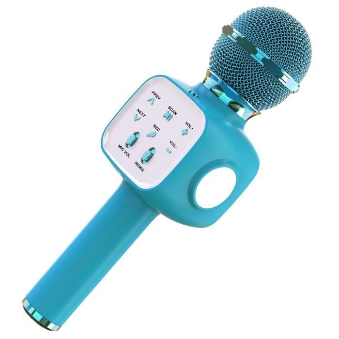 Microphone Karaoke Sans FilKaraoké Microphone Bluetooth Portable pour enfant avec haut-parleur -Bleu