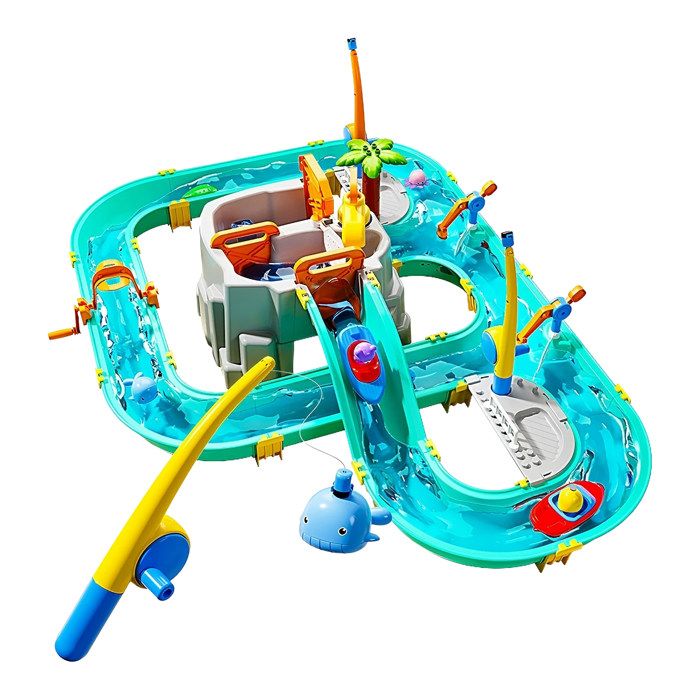 Relaxdays Piste aquatique enfants HxLxP 71x71x101 cm extérieur bateaux & pêche canal plastique ABS/PP multicolore