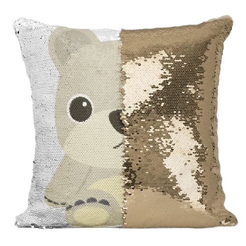 Fabulous Housse de Coussin à Sequin - Paillettes Doré Ourson En Peluche Dessin Mignon [40 x 40 cm]