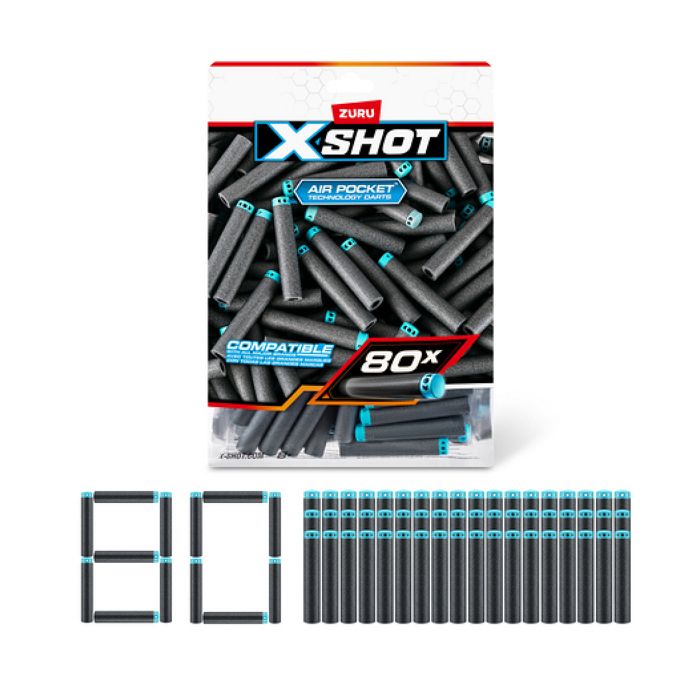 Jouet - ZURU - XSHOT - Fléchettes en mousse - 80 unités - Pour enfants à partir de 8 ans