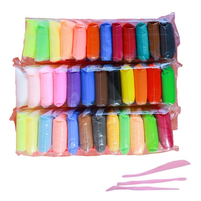 Pâte à modeler - Argile magique - Lot de 36 couleurs - Ultralégère - Séchage à lair libre - Outils inclus