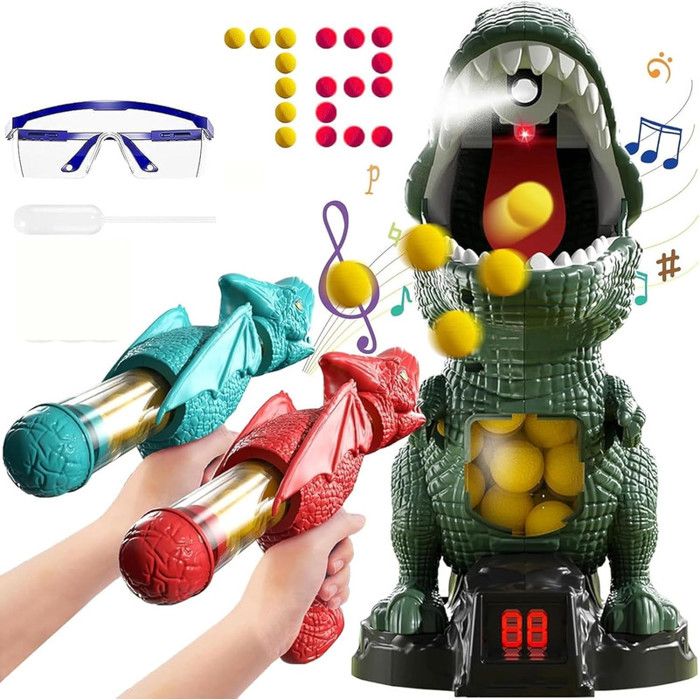 Jouet Dinosaure Interactif De Tir Pour Enfants Jeu De Tir À Balle Mousse Avec Compteur Cadeau Garçon Fille Parent Enfant
