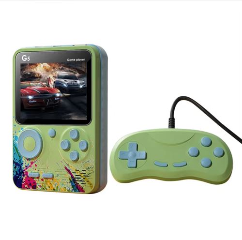 Console portable rétro SZSMART G5 3" - 500 jeux - Mode 2 joueurs - Convient aux enfants - vert