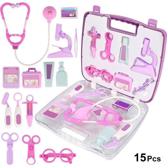 semblant Enfants Enfants Jeu de Rôle Médecin Kit Équipement Infirmière Cas Jouet Cadeau Rose / Violet