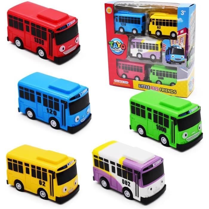 Jouets Autobus Scolaire pour Enfants - Mini Bus de Ville Dessins Animés - Couleur Blanc