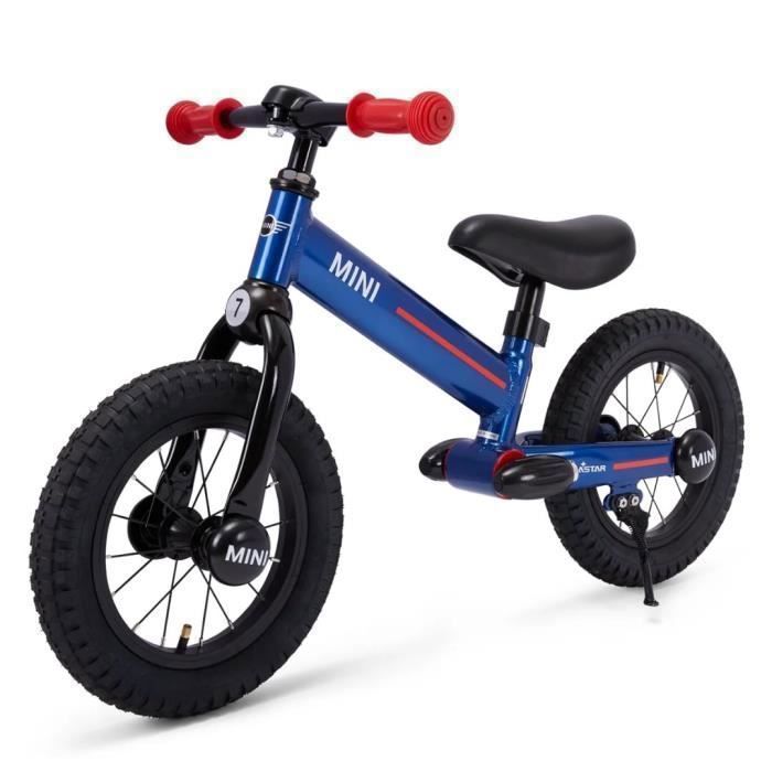 Draisienne MINI 12 pouces Bleue - 3-6 ans siège ajustable 37–50 cm pneus caoutchouc capacité 45 kg