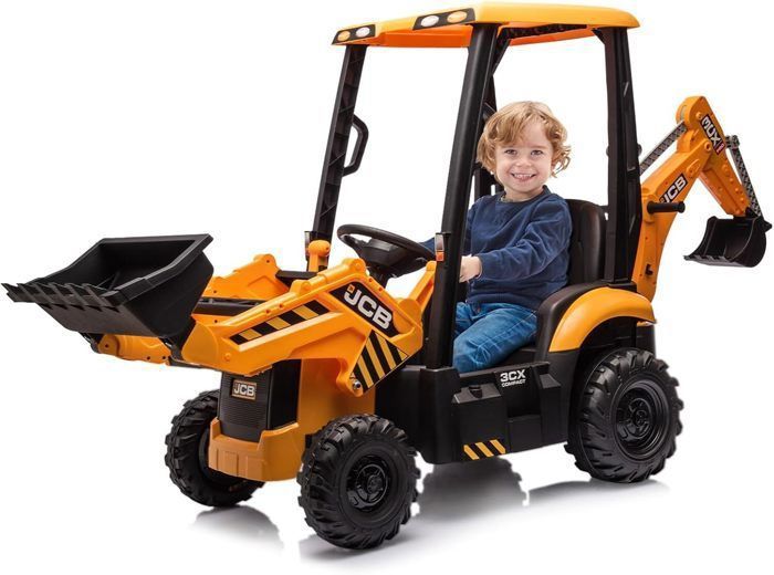 Tracteur électrique pour EnfantsExcavatrice ElectriqueTractopelle à Batterie 12VParfait pour Enfants de 3 à 8 AnsJaune