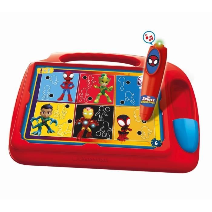 Clementoni - Pupitre Spidey - Jeu éducatif - Découvre les formes les couleurs les chiffres lespace et les dimensions - Dés 4