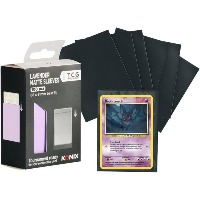 Protège-cartes - Konix - Matte Sleeves 66 x 91 mm pour compétition - 100 pochettes - Magic The Gathering Pokémon - Rose lavande