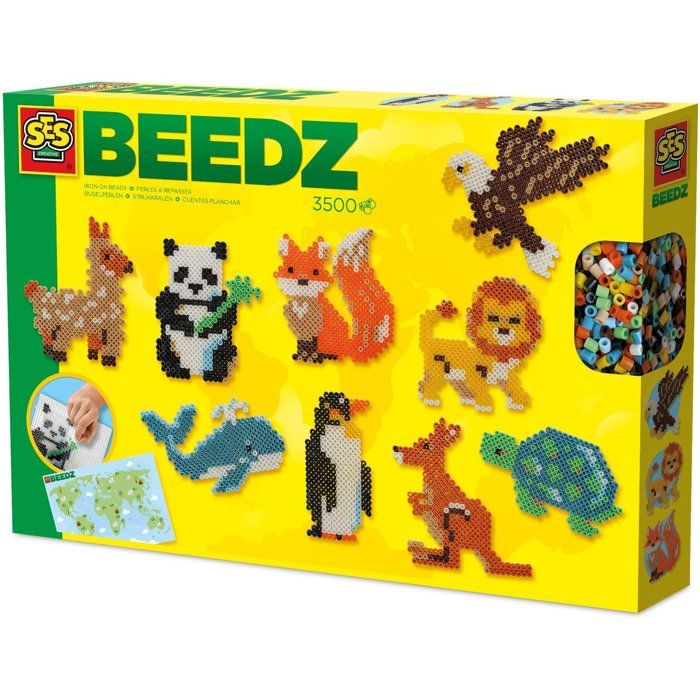 Perles à repasser - SES CREATIVE - Animaux du monde - Beedz - Kit créatif enfant - Activité éducative géographie - Age : 5+