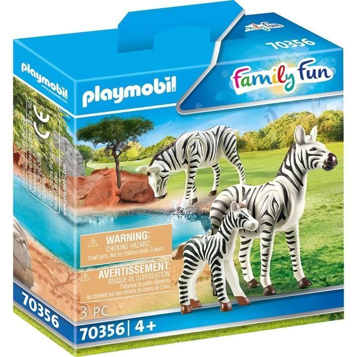 PLAYMOBIL - 70356 - Couple de zèbres avec bébé - Enfant - Mixte - Plastique - Blanc et noir