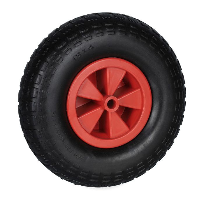 Relaxdays Roue de brouette 4.00-6 caoutchouc jante en plastique increvable charge maximale : 100 kg noir/rouge