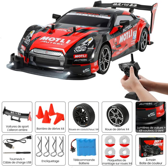 Voiture Télécommandée RC 4x4 - Drift à Haute Vitesse - Transmission Variable 4WD - pour Enfants et Adultes